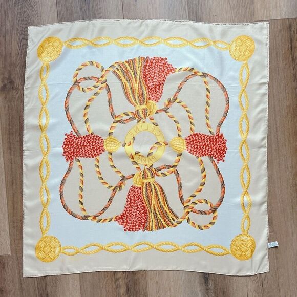 CELINE Scarf Circle Logo Rope Large Beige Gold - Picture 6 of 7